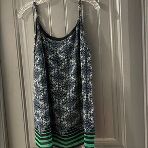 CAbi Black & Blue Patterned Strappy Dress